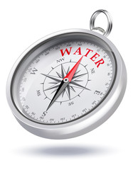 Direction to water Conceptual Compass. Realistic vector 3d illustration