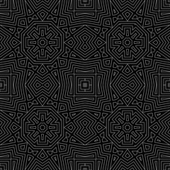 Thin lines. Black and white seamless patterned background. Vector illustration.