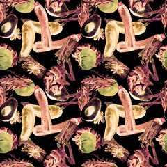 Vegetables Seamless Pattern. Repeatable Pattern with Healthy Food. 