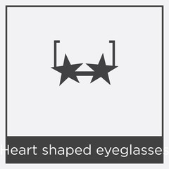 Heart shaped eyeglasses icon isolated on white background