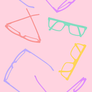 Seamless pattern. Multicolored glasses frames.