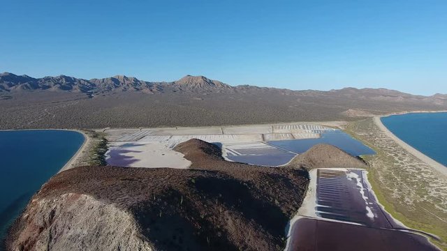 Aerial panoramic views of isla San Jose, Baja California 
Sur, Mexico. Sea of cortez.
