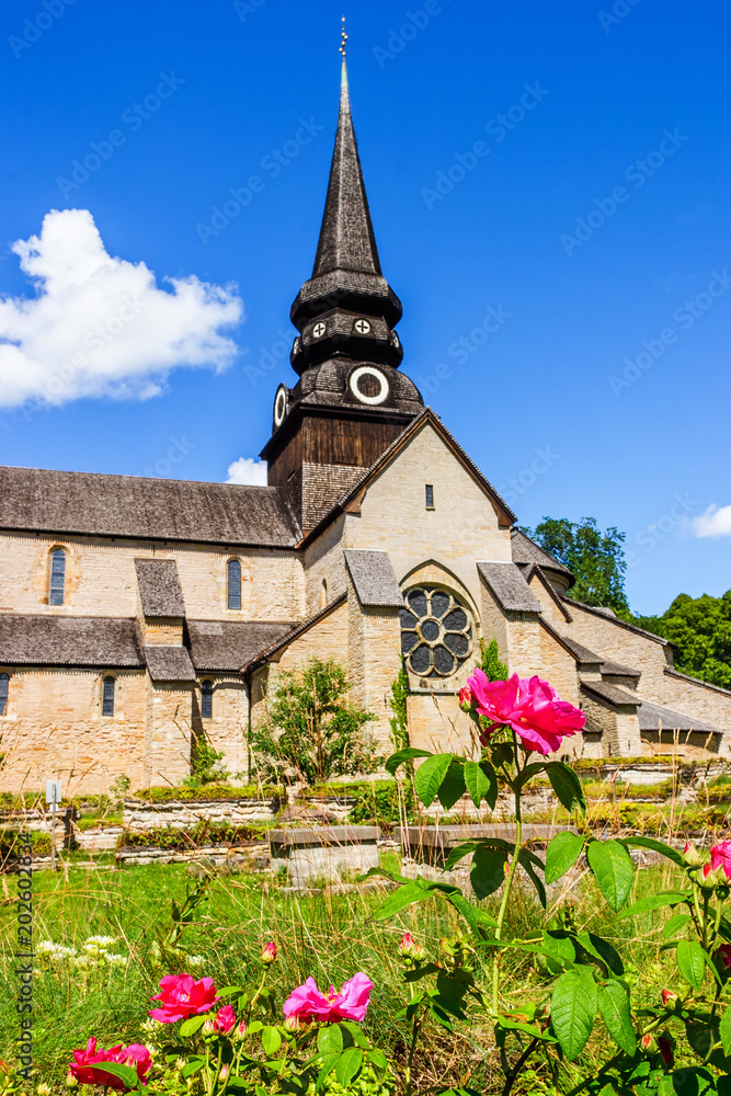 Sticker Red roses at Varnhems abbey in Sweden