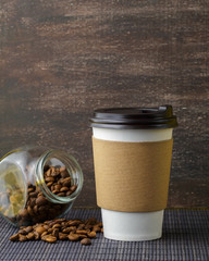 Take away coffee drink in disposable paper cup