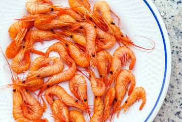 plate with shrimps