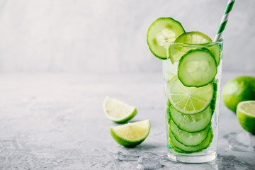 Infused detox water with  cucumber and lime.