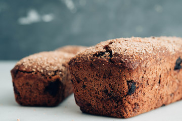 Fresh rye bread with dried fruits.