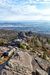 Erosion of ancient rock. Magnificent stones on top of the mountain