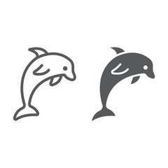 Obraz premium Dolphin line and glyph icon, animal