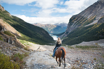 Horseback riding in Lake Louise, Banff National Park, Canadian Rockies
