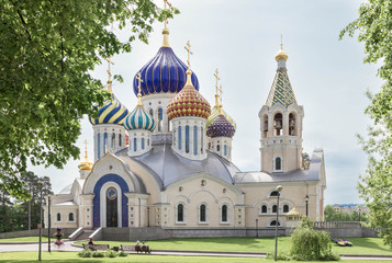 Fototapeta na wymiar Peredelkino, Moscow, Russia, The Church of the Savior's Transfiguration in summer sunday