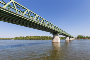 train bridge north over the danub river in budapest hungary