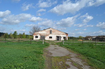 Fototapeta na wymiar One km. near Chernobyl area border. Abandoned huge milk farm.Kiev region. Ukraine 