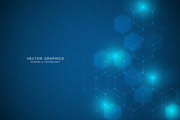 Technology background with hexagons. Molecular structure and chemical compounds.