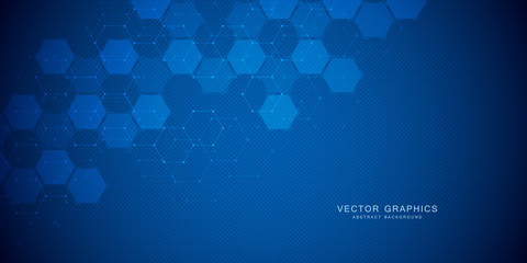 Technology background with hexagons. Molecular structure and chemical compounds. - obrazy, fototapety, plakaty