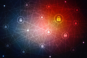 2d illustration Safety concept: Closed Padlock on digital background