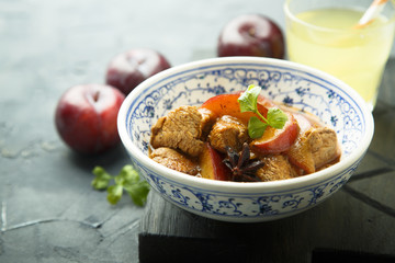 Meat stew with plums and spices