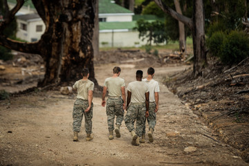 Soldiers walking in boot camp
