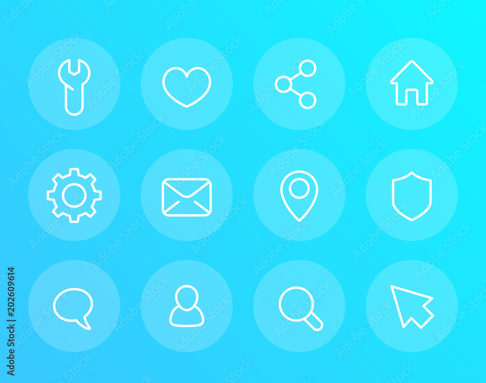 Poster basic linear vector icons for web and apps