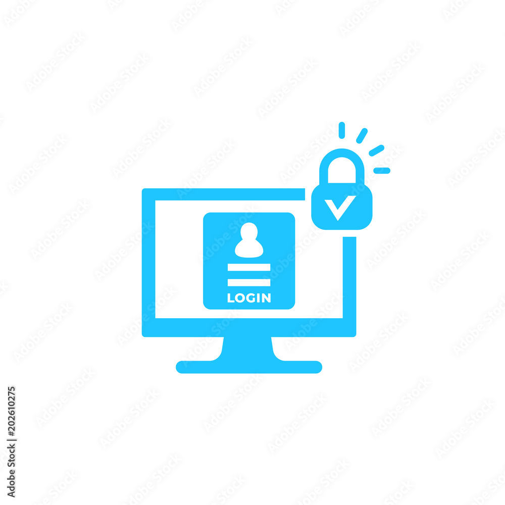 Poster login, secure authentication vector icon