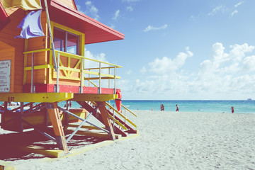 Fototapeta premium Lifeguard Tower in South Beach, Miami Beach, Florida.