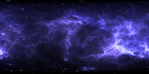 360-Grad-Weltraumnebel-Panorama, gleichwinklige Projektion, Umgebungskarte. Sphärisches HDRI-Panorama. Weltraumhintergrund mit Nebel und Sternen. © Peter Jurik