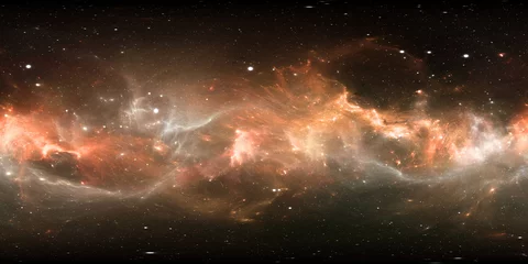 360-Grad-Weltraumgalaxie-Panorama, gleichwinklige Projektion, Umgebungskarte. Sphärisches HDRI-Panorama. Weltraumhintergrund mit Nebel und Sternen. © Peter Jurik
