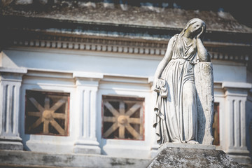 Fototapeta premium Monuments at Recoleta Cemetery, a public cemetery in Buenos Aires, Argentina.