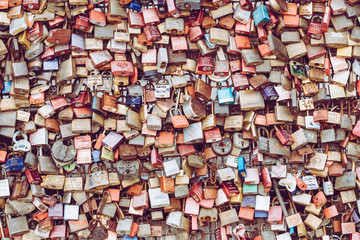 Thousands of love locks which sweethearts lock to the Hohenzollern Bridge to symbolize their love...