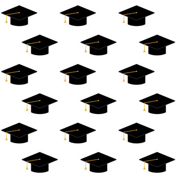 Cap Or Hat For Ceremony University Graduation Seamless Pattern