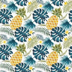 Ananas-Hintergrund. Handgezeichnete Abbildung. Aquarell nahtloses Muster