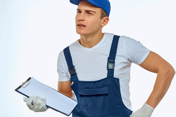 Man working with a tablet for papers