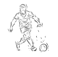Football player vector by hand drawing.Soccer sport sketch on white background.Player sport for coloring book.