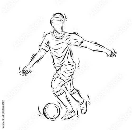 Football Player Vector By Hand Drawing Soccer Sport Sketch