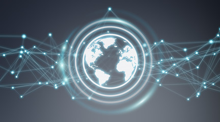 Obraz premium Connections system on world icon 3D rendering