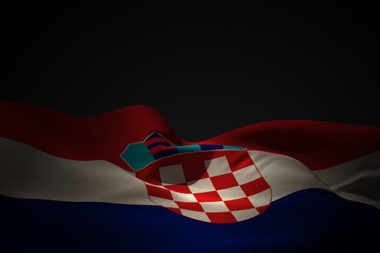 Croatia flag waving against black shadow