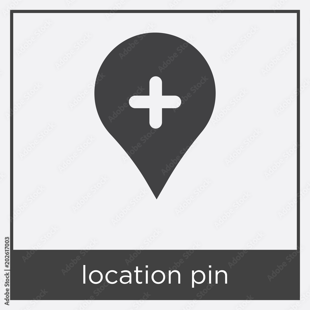 Wall mural location pin icon isolated on white background