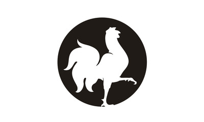 Silhouette Rooster Chicken Poultry Farm Logo design