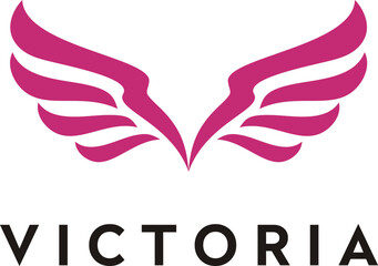 Initial Letter V Victoria Wings Woman Superhero logo design