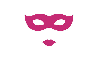 Masquerade Woman Venetian Party Mask logo design 
