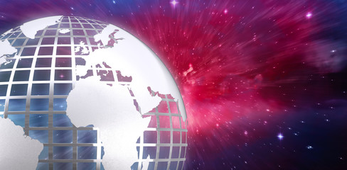 Silver earth against outer space