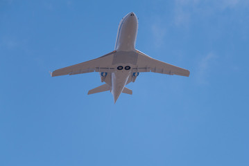 Buisness jet in the blue sky

