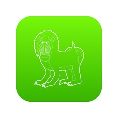 Mandrill icon green vector isolated on white background