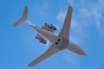 Buisness jet in the blue sky

