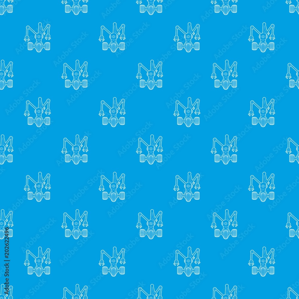 Poster robot with three tentacle pattern vector seamless blue repeat for any use