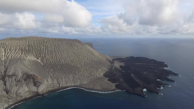Aerial view of san benedicto island and its volcano, archipelago of revillagigedo, mexican pacific.