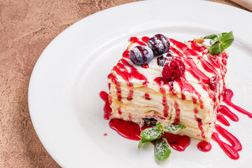 Napoleon dessert on plate