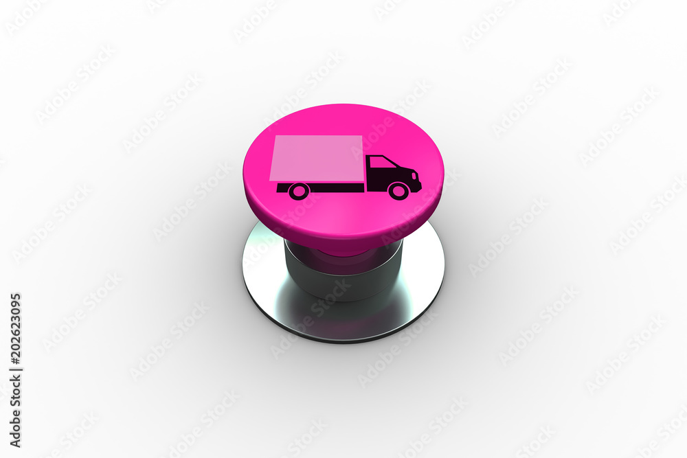 Poster Composite image of lorry graphic on pink push button