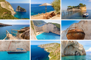 Collage of images from Zakynthos island. Greece