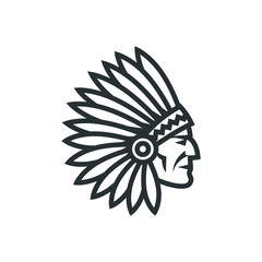 American native chief head icon. Indian logo